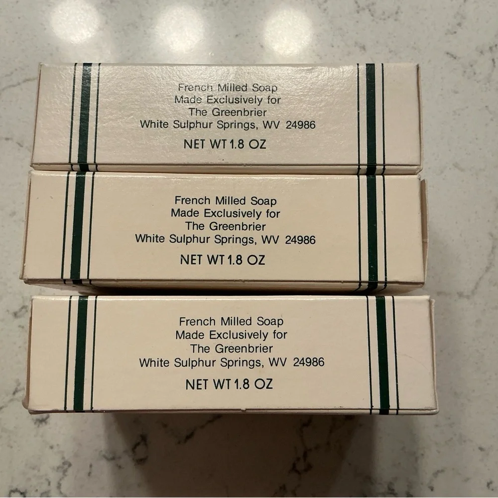 Vintage Greenbies resort white sulphur springs French milled soap bars 3 count